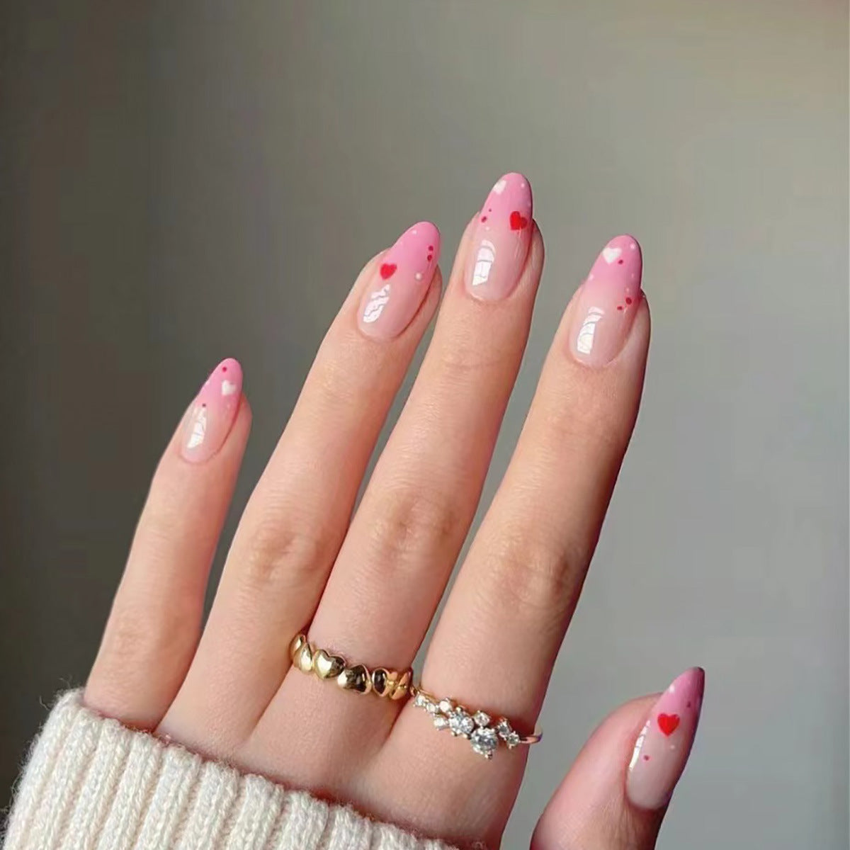 Herz-Design Press-On Nagelkunst Set Brehn