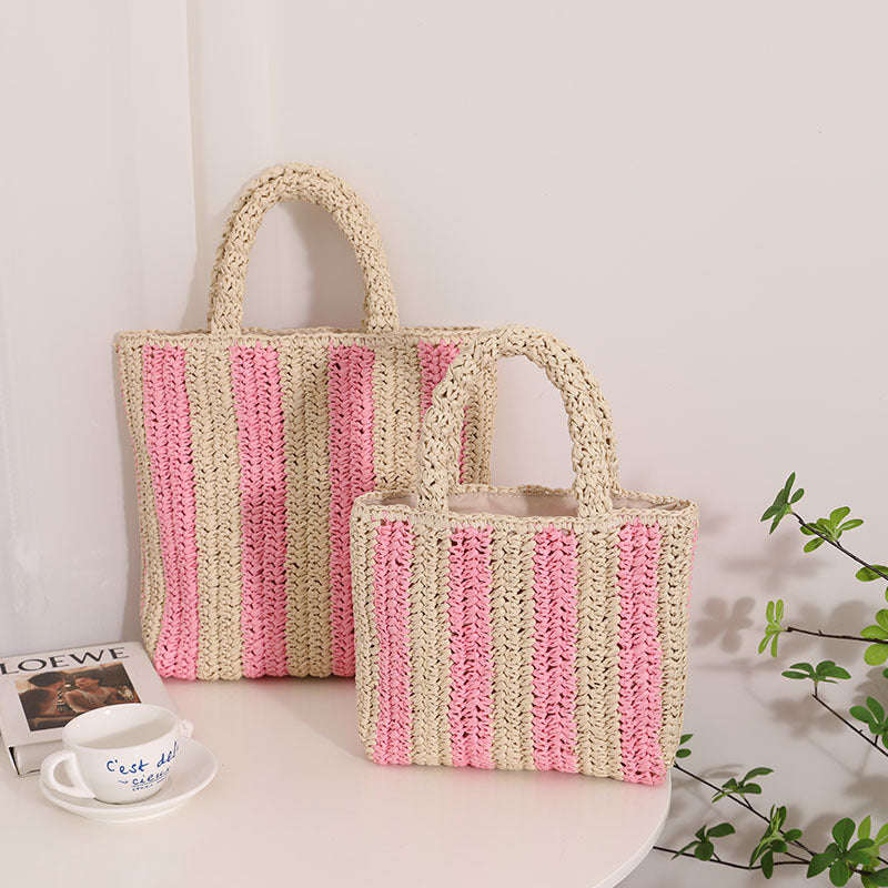 Modische Basttasche mit Strukturiertem Faltendesign Brehn