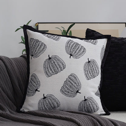 Dekorativer Jacquard-Kissenbezug mit Baum-Motiv und Samt-Paspel Brehn