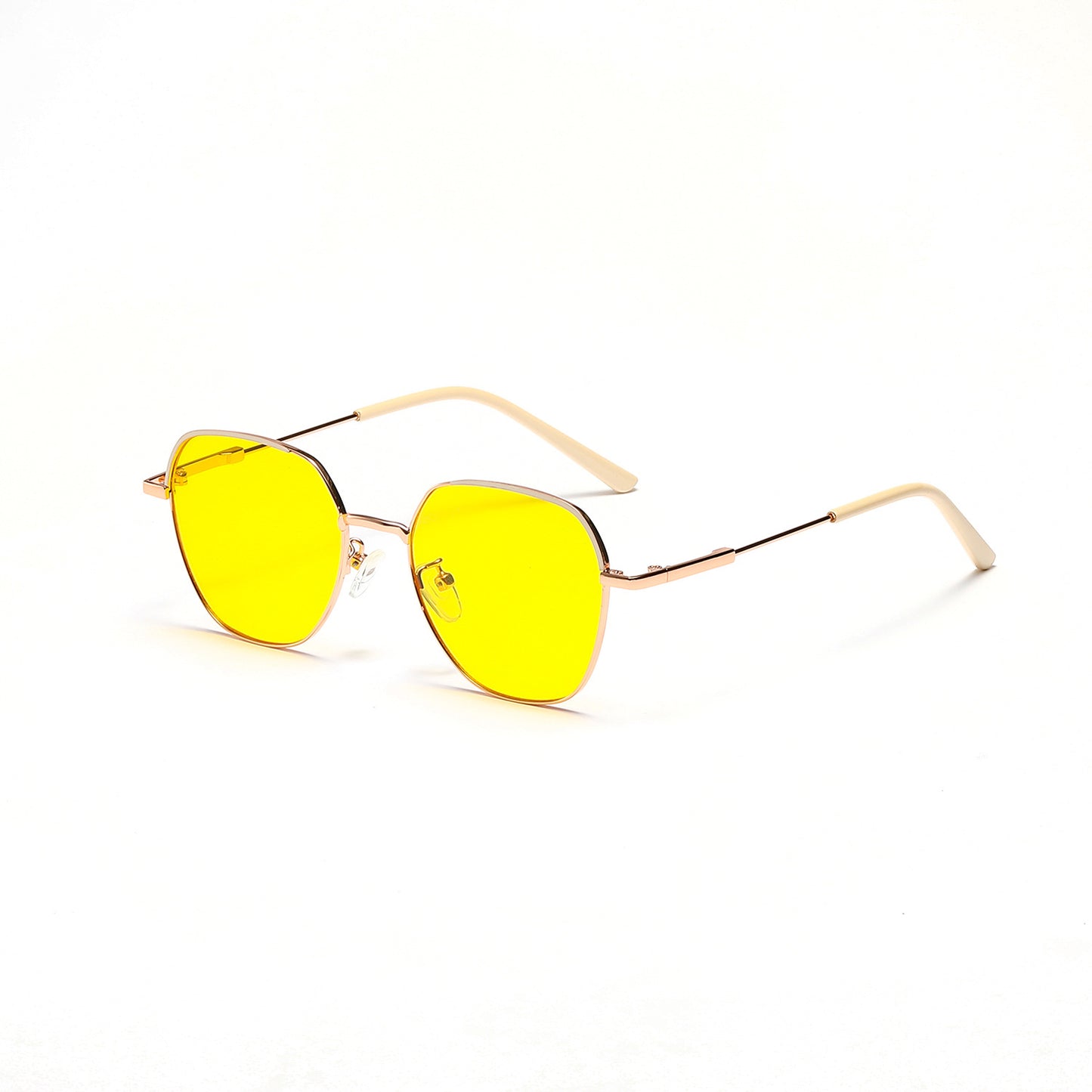 Damen modische Sonnenbrille mit schmalem Metallrahmen und blauen Gläsern Brehn