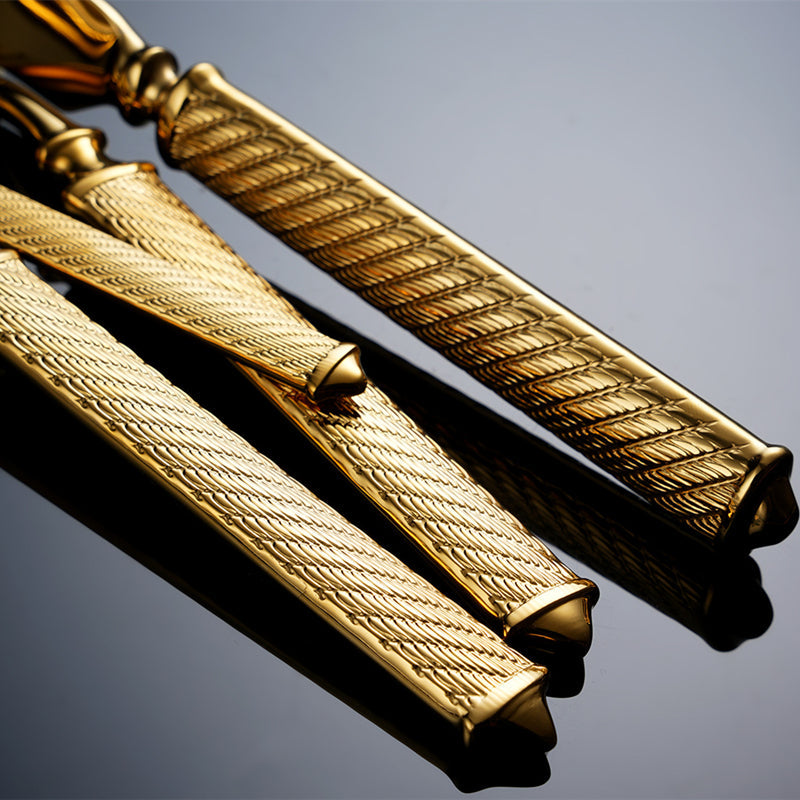 Realm Texturiertes Gold Luxus Besteckset | Brehn