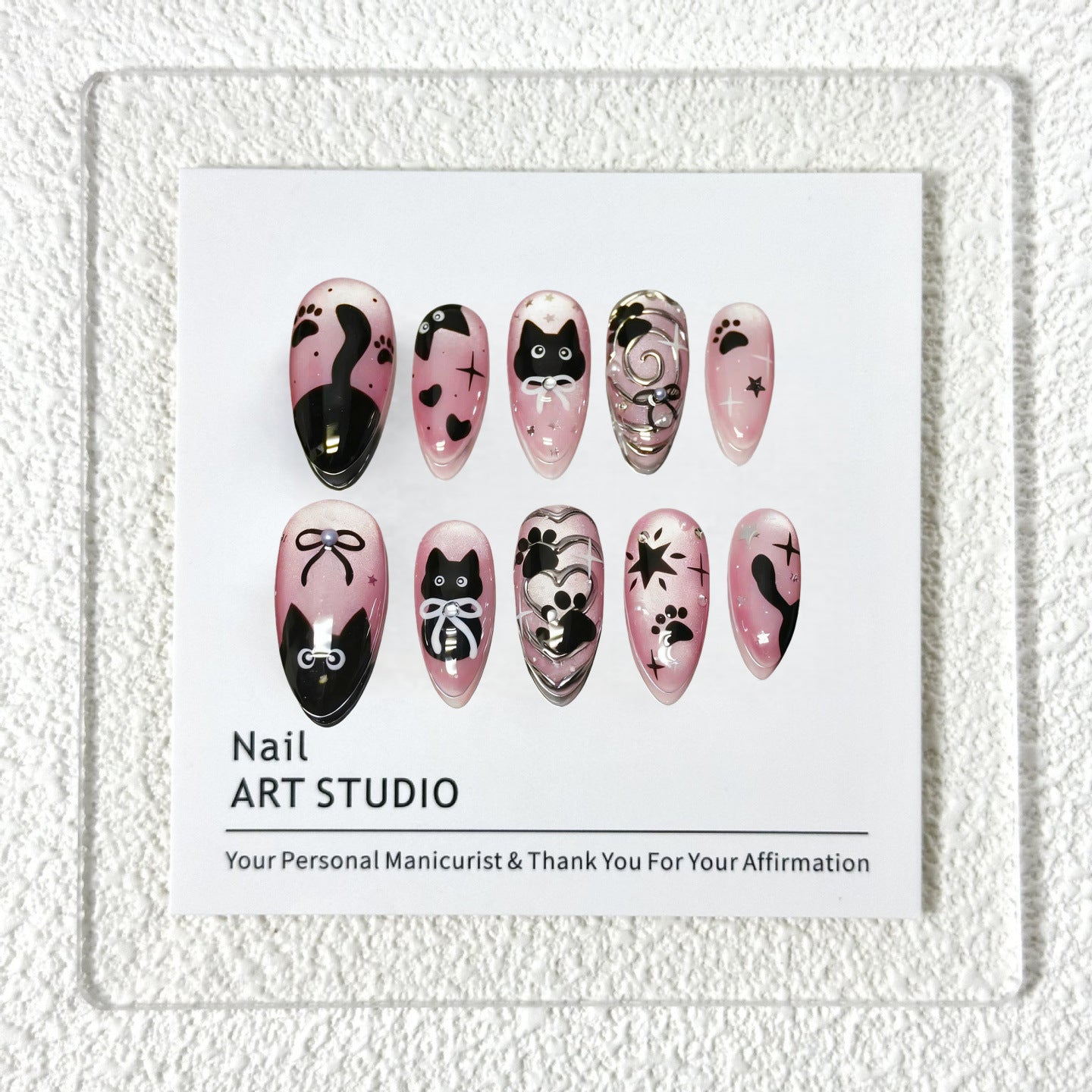 Kunstnagelset mit Katzenmuster Brehn