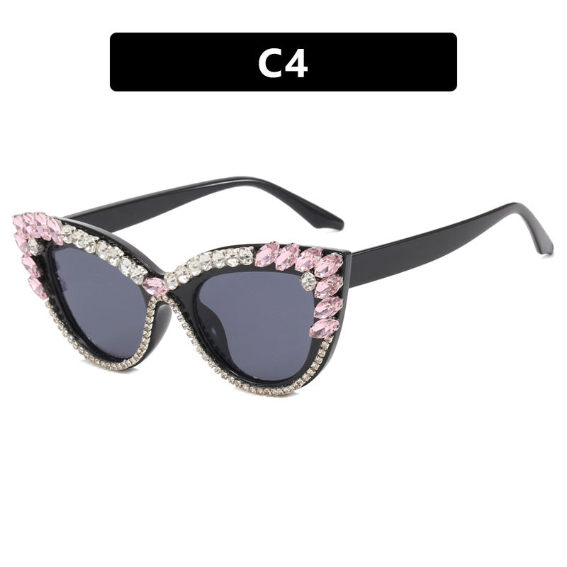 Damen extravagante Cat-Eye Sonnenbrille mit funkelndem Strassbesatz Brehn