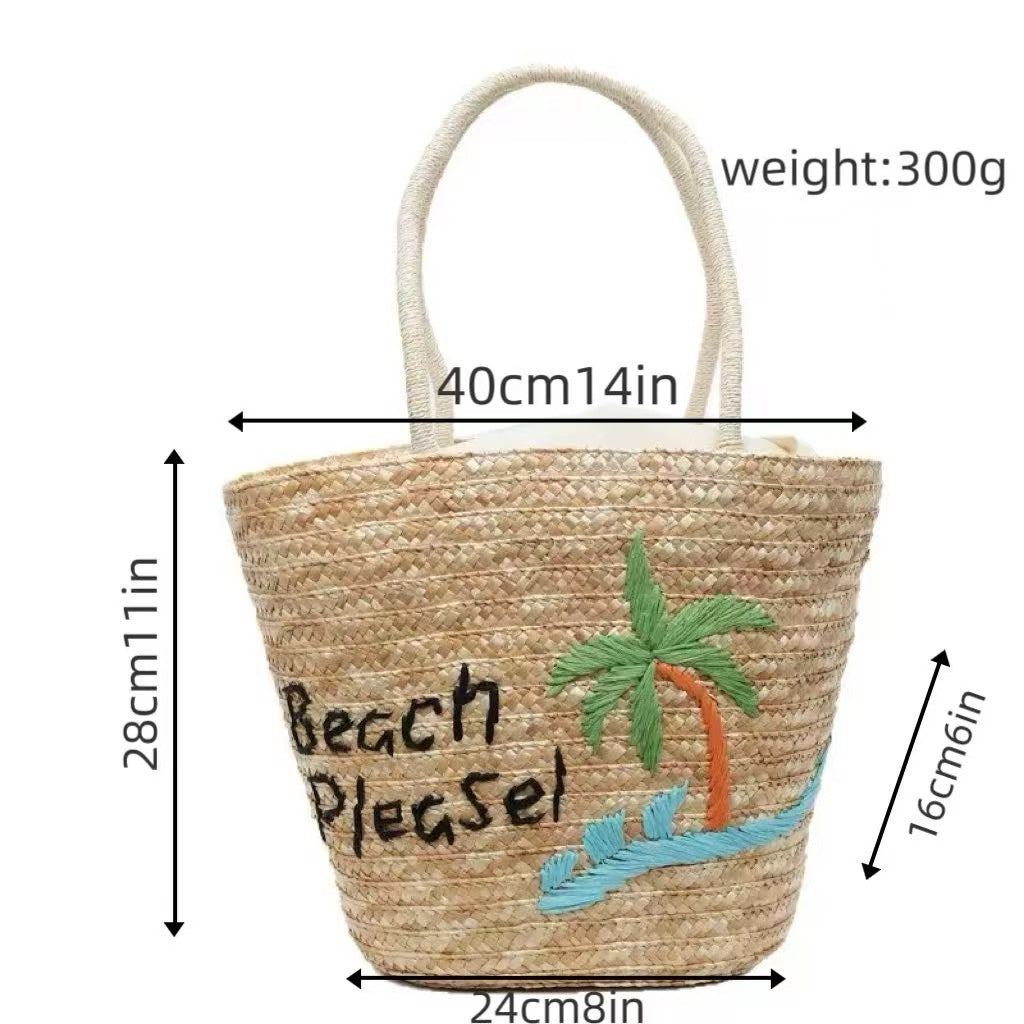 Sommerliche Basttasche mit Kreativer Strandmotivik Brehn
