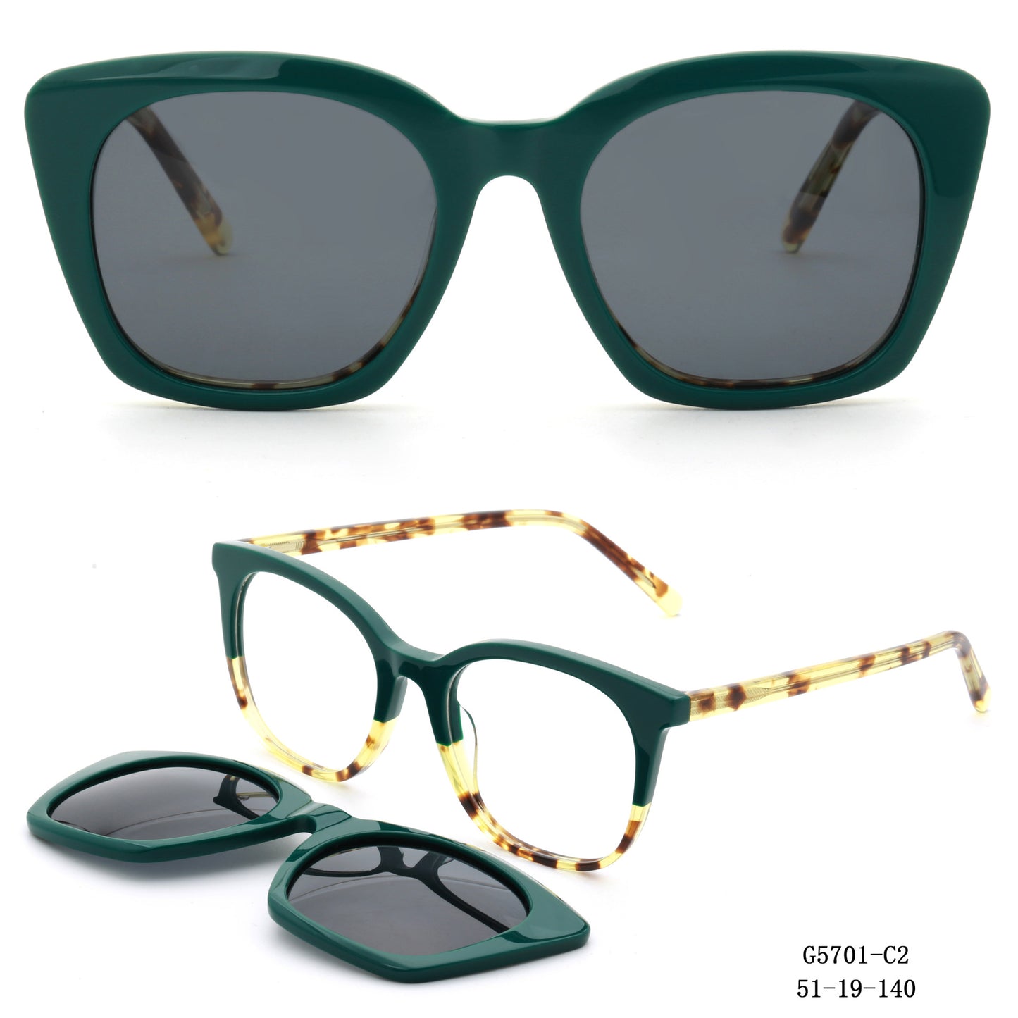Damen Retro-inspirierte Sonnenbrille mit abnehmbaren Gläsern Brehn