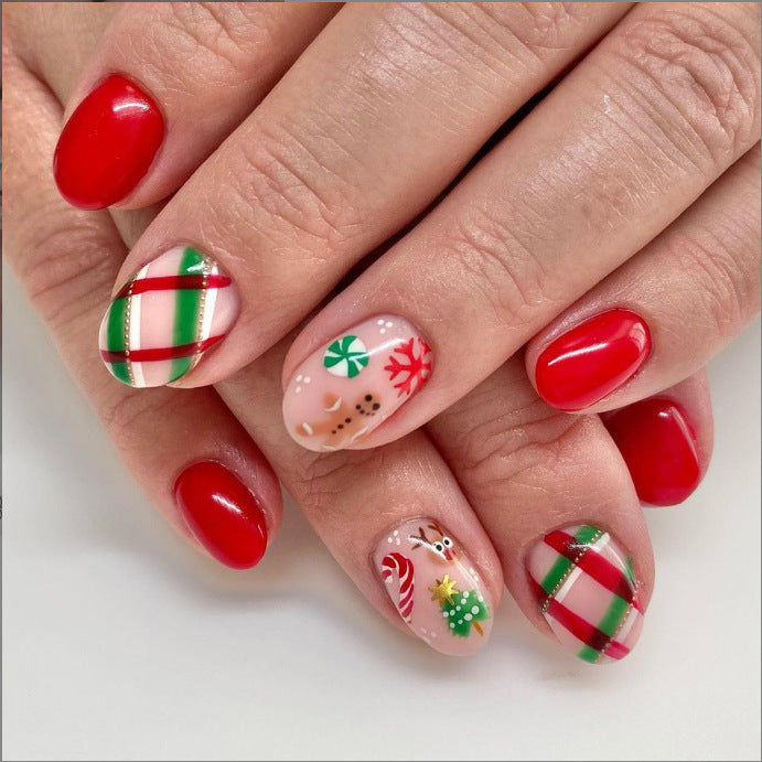 Festliches Feiertags-Themen Press-On Nagelset Brehn