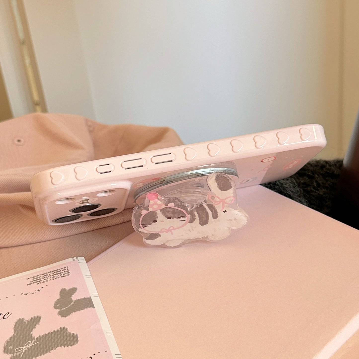 Smartphone Fingerhalter im niedlichen Katzenmotiv Brehn