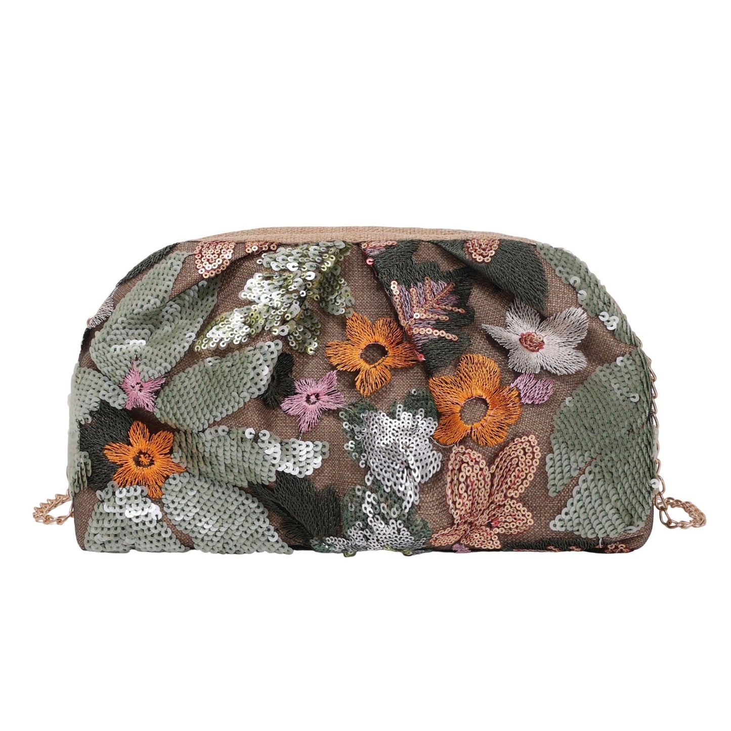 WoElegant Florale Pailletten Clutch-Tasche Brehn