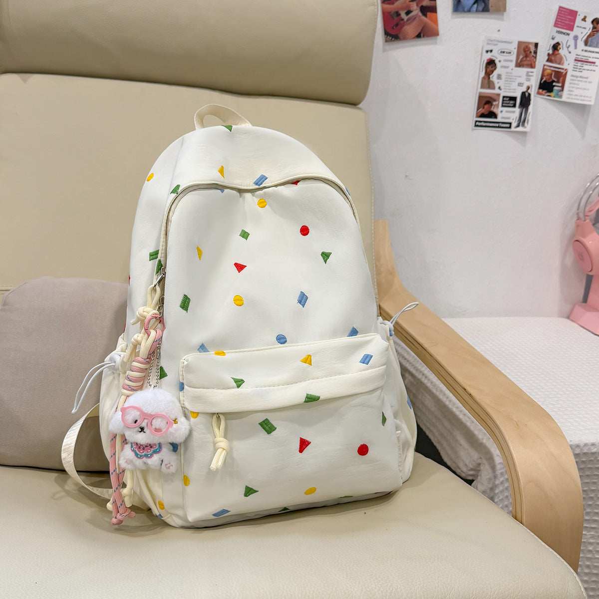 Stylische Mehrfarbige-Pünktchen-Rucksack Brehn