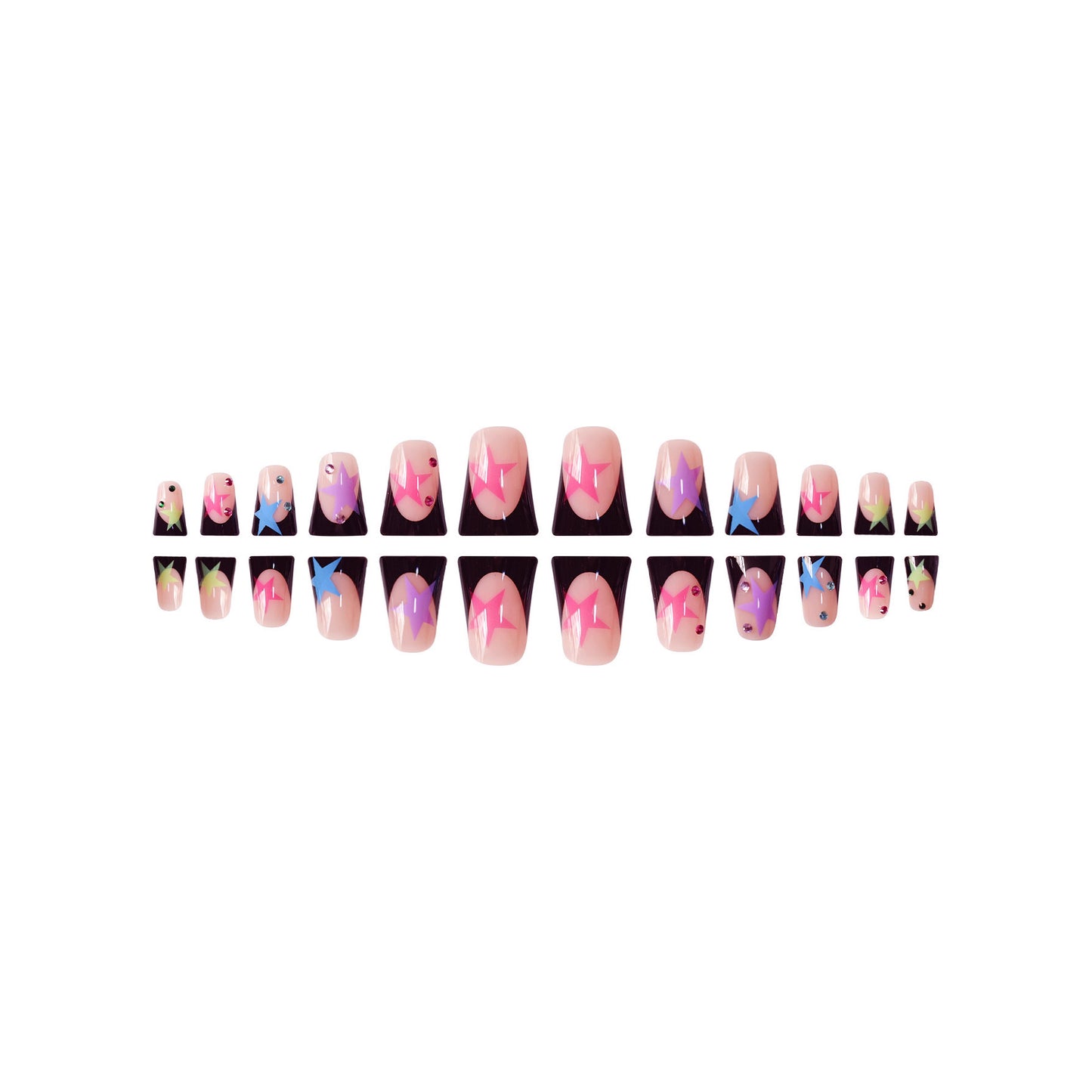 Künstlerisches Stiletto Nagelkunst Set mit Sternakzenten Brehn