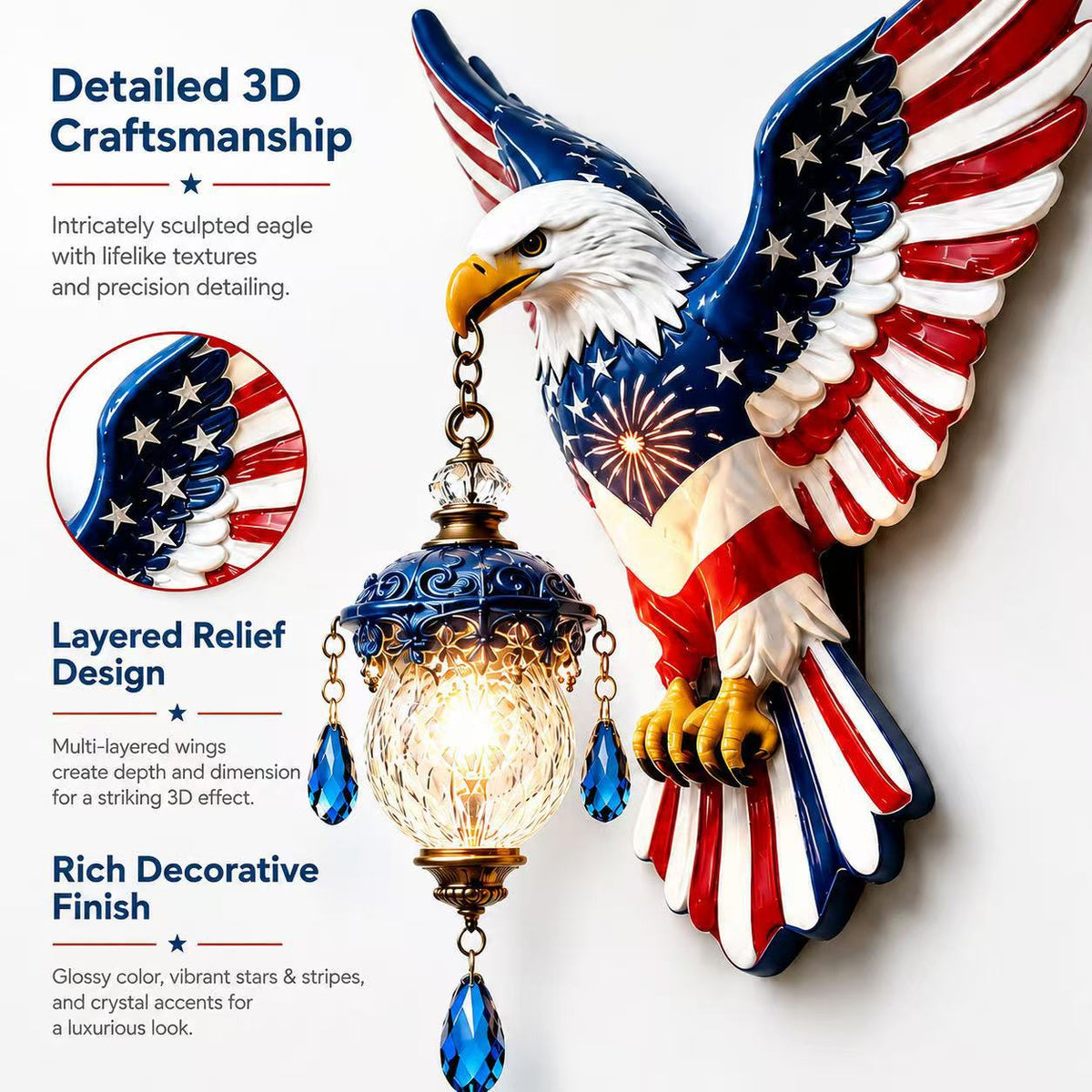 Dekorative Wandlampe im Adler-Design Brehn