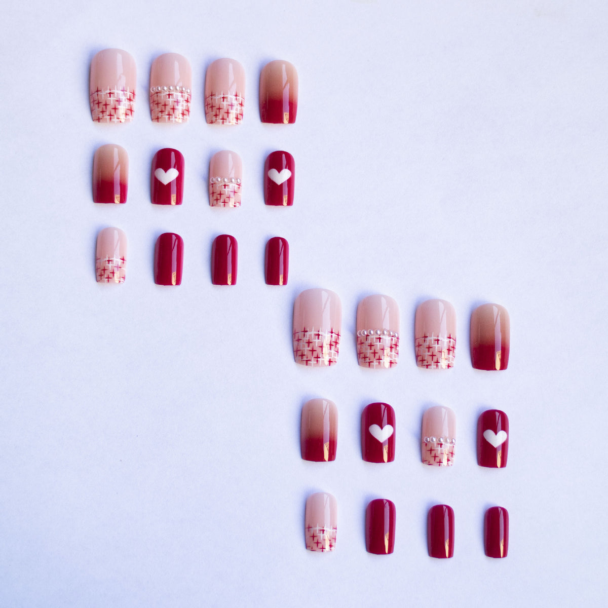 Stylisches Herz- und Ombre-Nagelkunst-Set