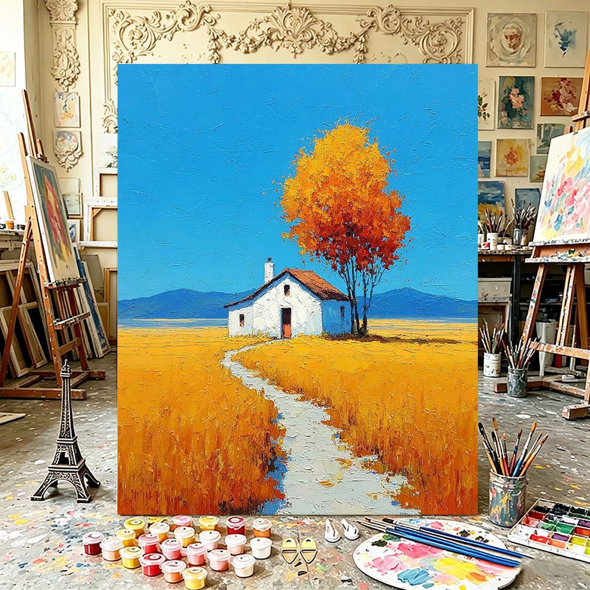 Herbstinspiriertes Landschaftsleinwandkunst Brehn