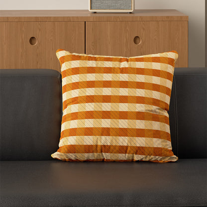 Decorative Square Cushion Cover with Grid Quilting, Contrast Piped Edge and Laced Side Detail