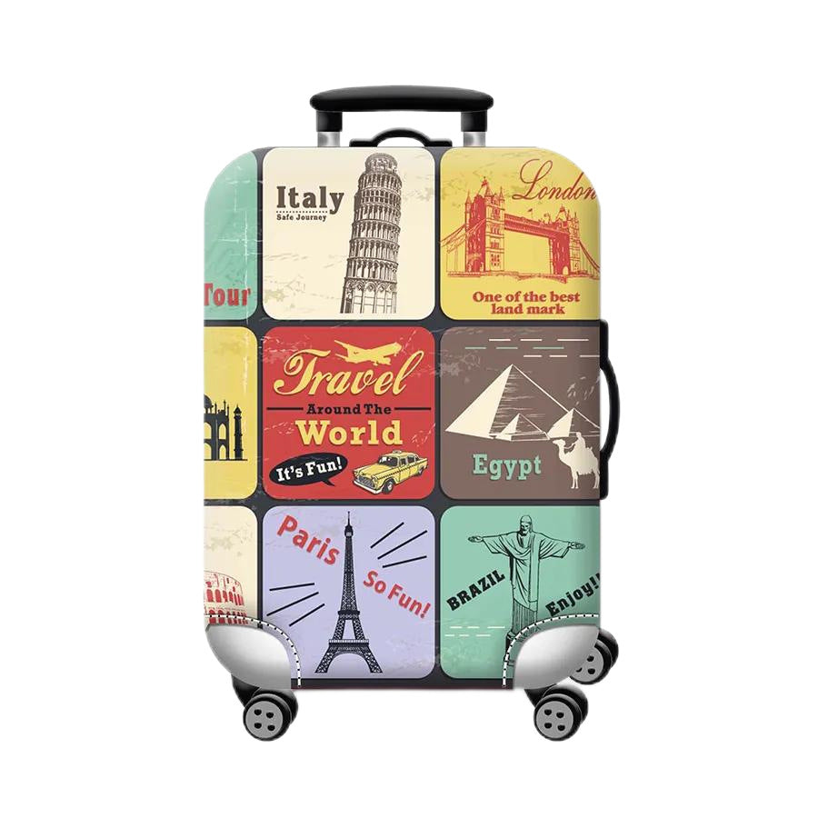 Unisex nan hartschalen Kabinentrolley mit vintage Reiseillustration, 360°-Drehrollen und Teleskopgriff Brehn
