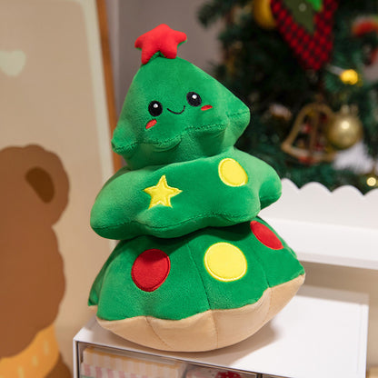 Plüsch Weihnachtsbaum Dekorations Kuschelkissen mit gesticktem Gesicht und gestuften weichen Schichten Brehn