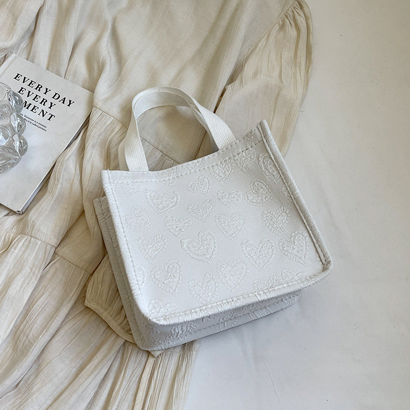 Herz-bestickte Utility Tote
