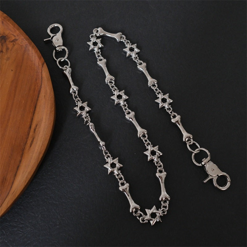 Elegante Kette mit Kreuz- und Knochenanhängern Brehn