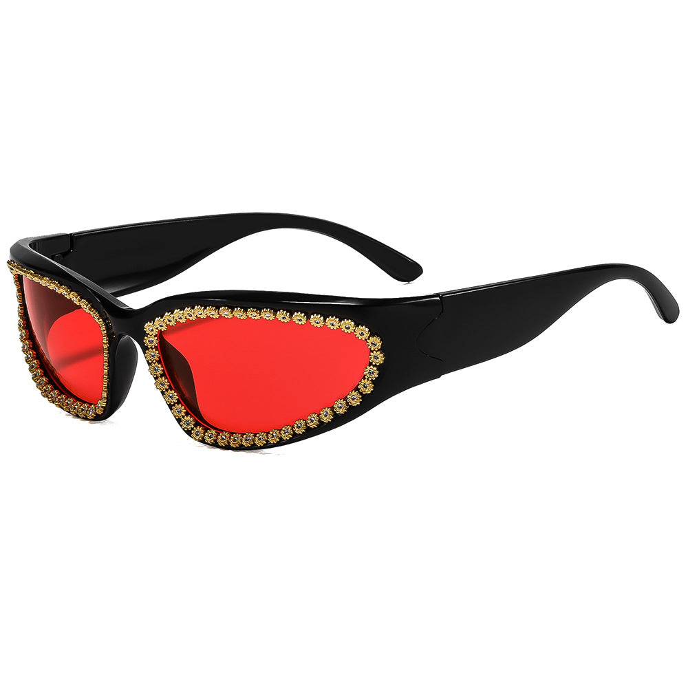 Damen modische Sonnenbrille mit glamourösem Kristallrahmen Brehn