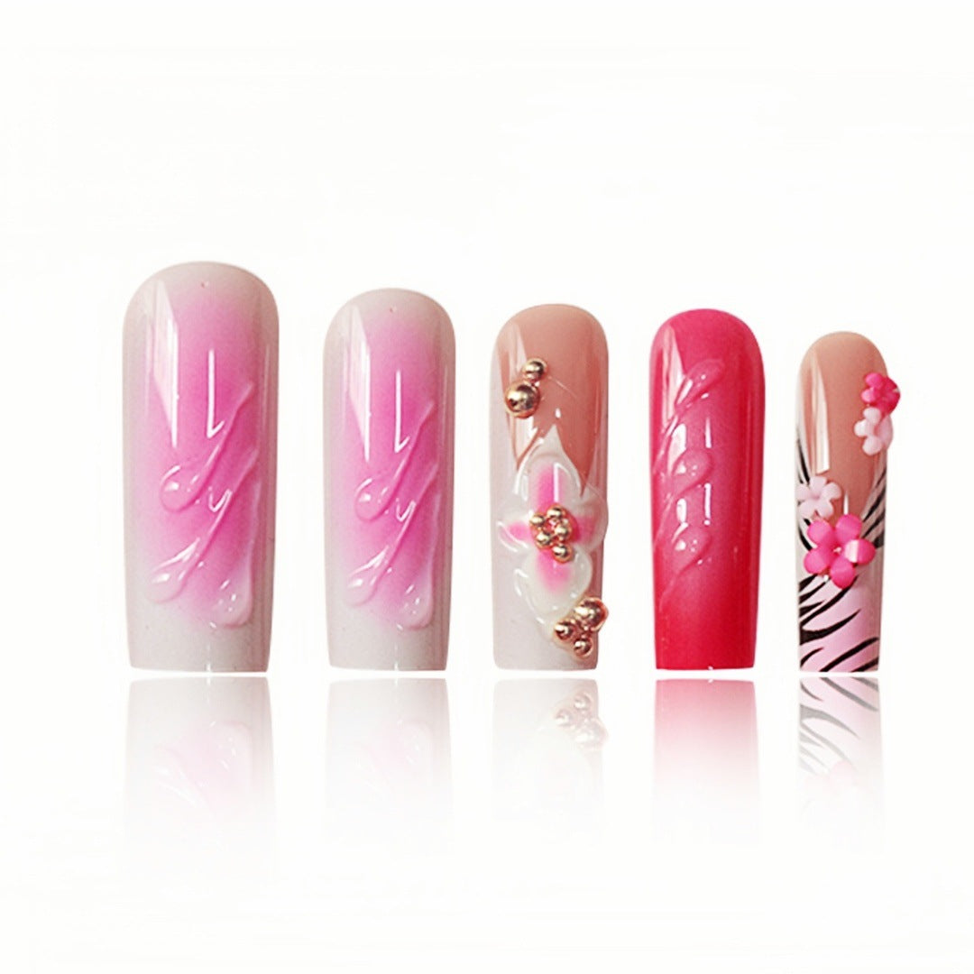Floral Acryl Press-On Nail Art Extensions Brehn