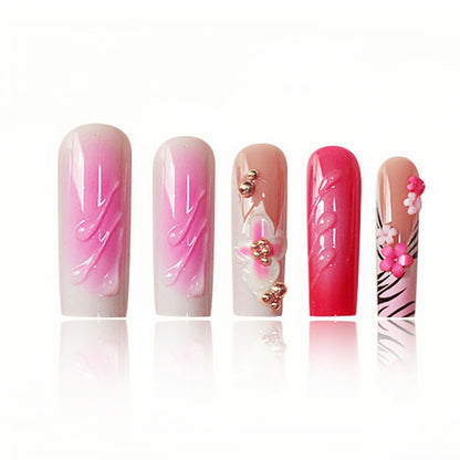 Floral Acryl Press-On Nail Art Extensions Brehn