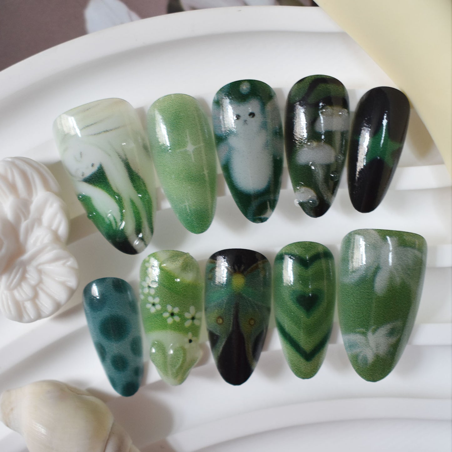 Künstlerische 3D vom Meer inspirierte Press-On Nagelkunst Brehn