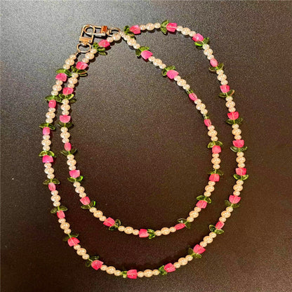 Elegante Perlen- und Blumen-Perlenkette Brehn