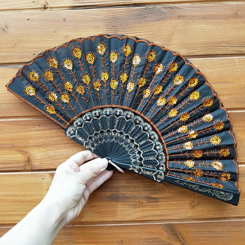 Damen handgefertigter Fächer mit edlen Stickereien Brehn