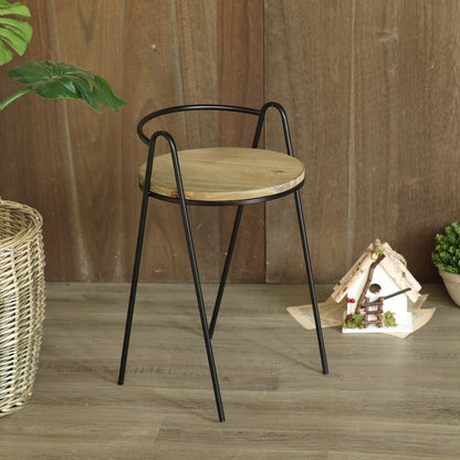 Moderner Hocker mit Holzsitz und Metallgestell Brehn