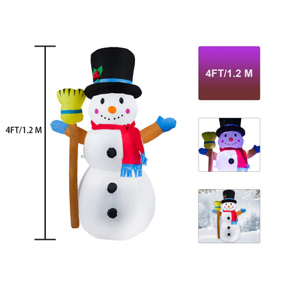 Aufblasbarer Schneemann mit Hut und Besen