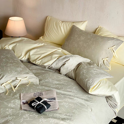 Luxuriöses Wendeduvet-Bezug-Set mit gebundenen Kissenbezügen