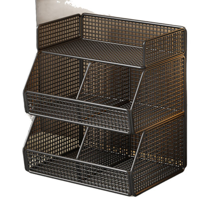 Zweischichtiger Metallgitter-Countertop-Vanity-Organizer-Regal mit erhöhtem Frontlippe
