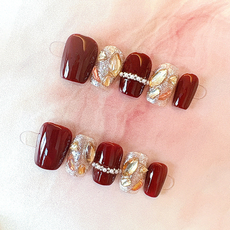 Klassisches French Tip Druck-Nagelset Brehn