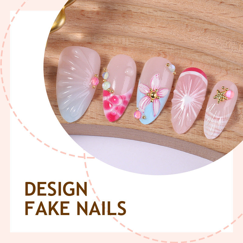 Kunstnagelset mit floralen und glitzernden Designs Brehn