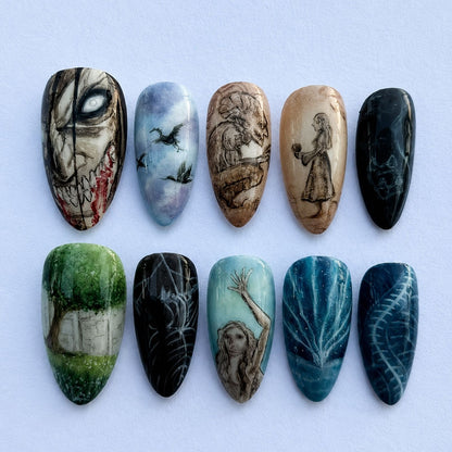 Kunstnagelset mit kreativen und fantasievollen Designs Brehn