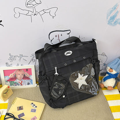 Stylische Multi-Taschen Stern-Applikation Rucksack Brehn