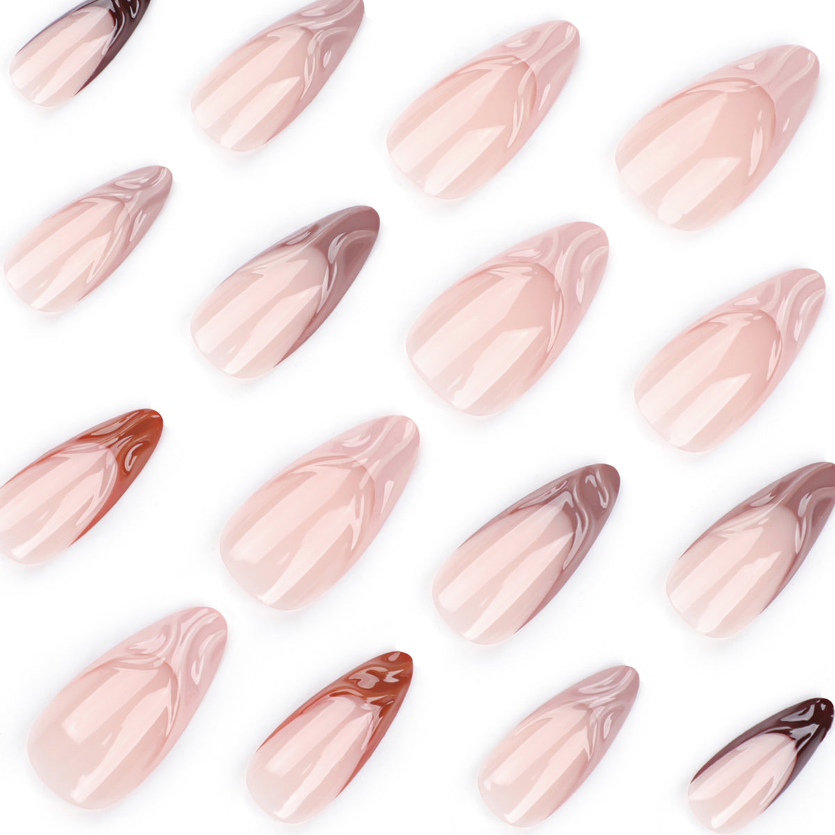 Kunstvolle Stiletto-Nägel mit elegantem Farbverlauf und Glitzerakzenten Brehn
