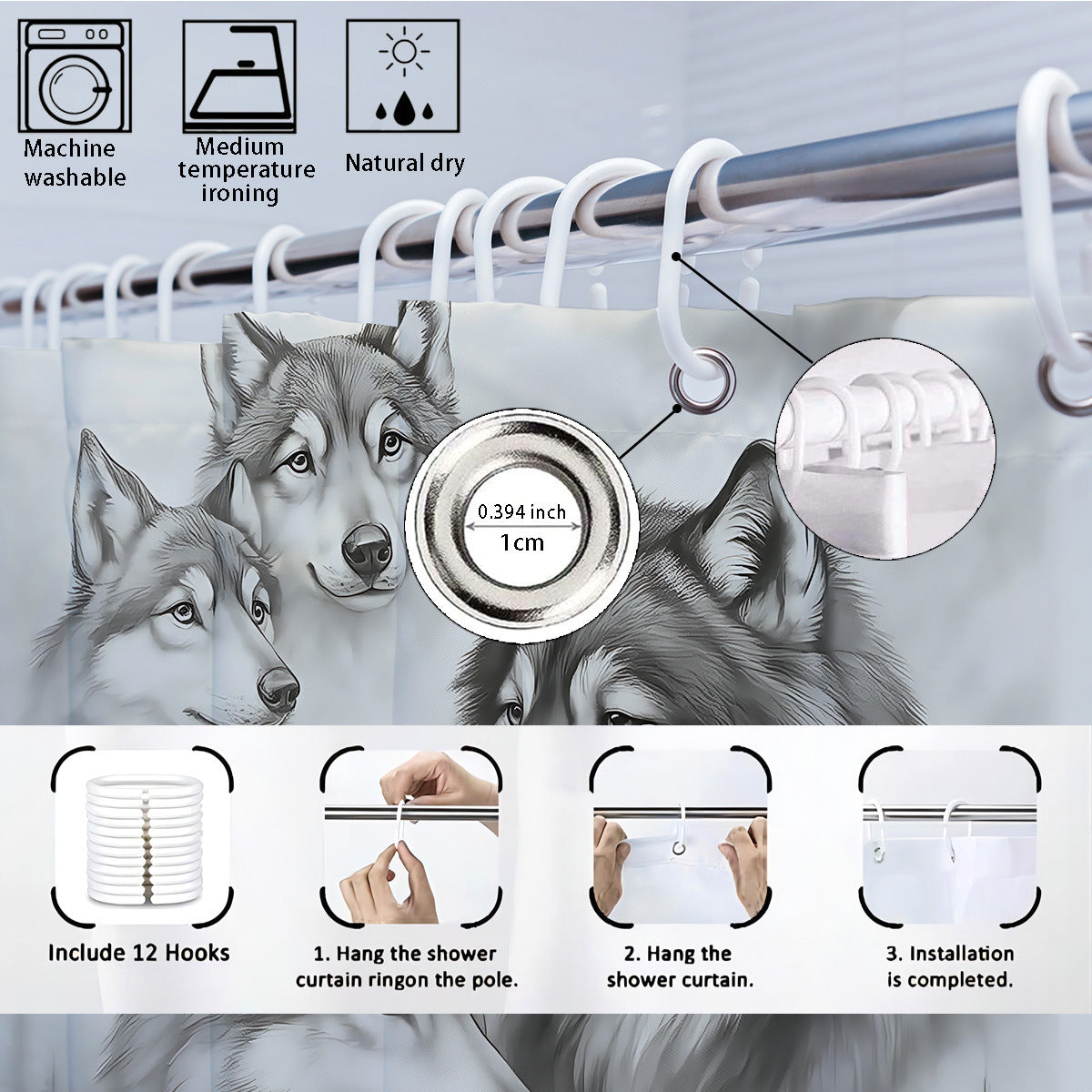 Hochauflösendes Wolf-Thema Badezimmer Dekor Set Brehn