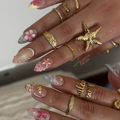 Floral Charm Press-On Nagelkunst Set Brehn