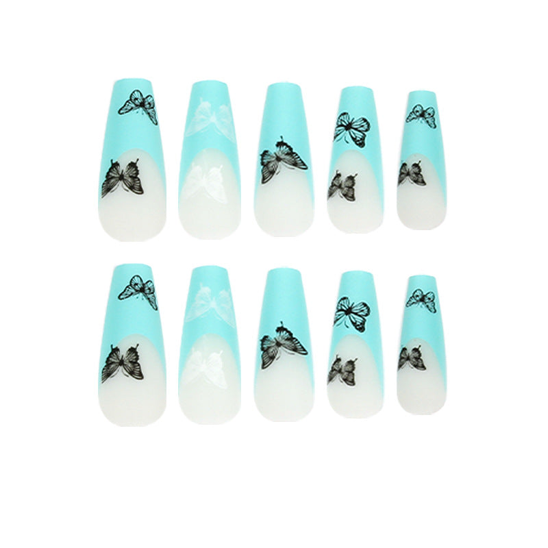 Künstliche Nagelverlängerungen mit Schmetterlingsdesign Brehn