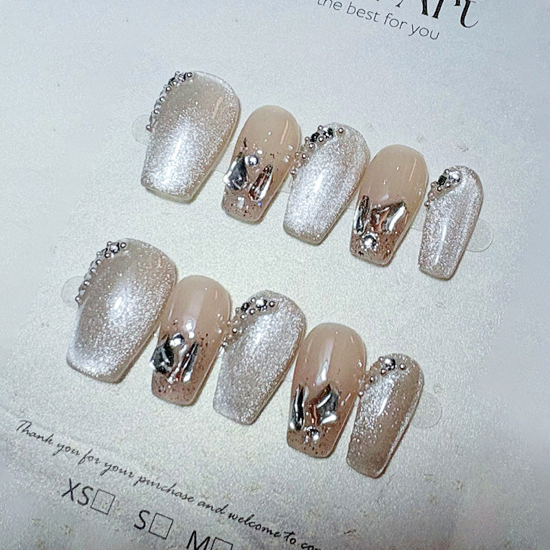 Klassisches French Tip Druck-Nagelset Brehn