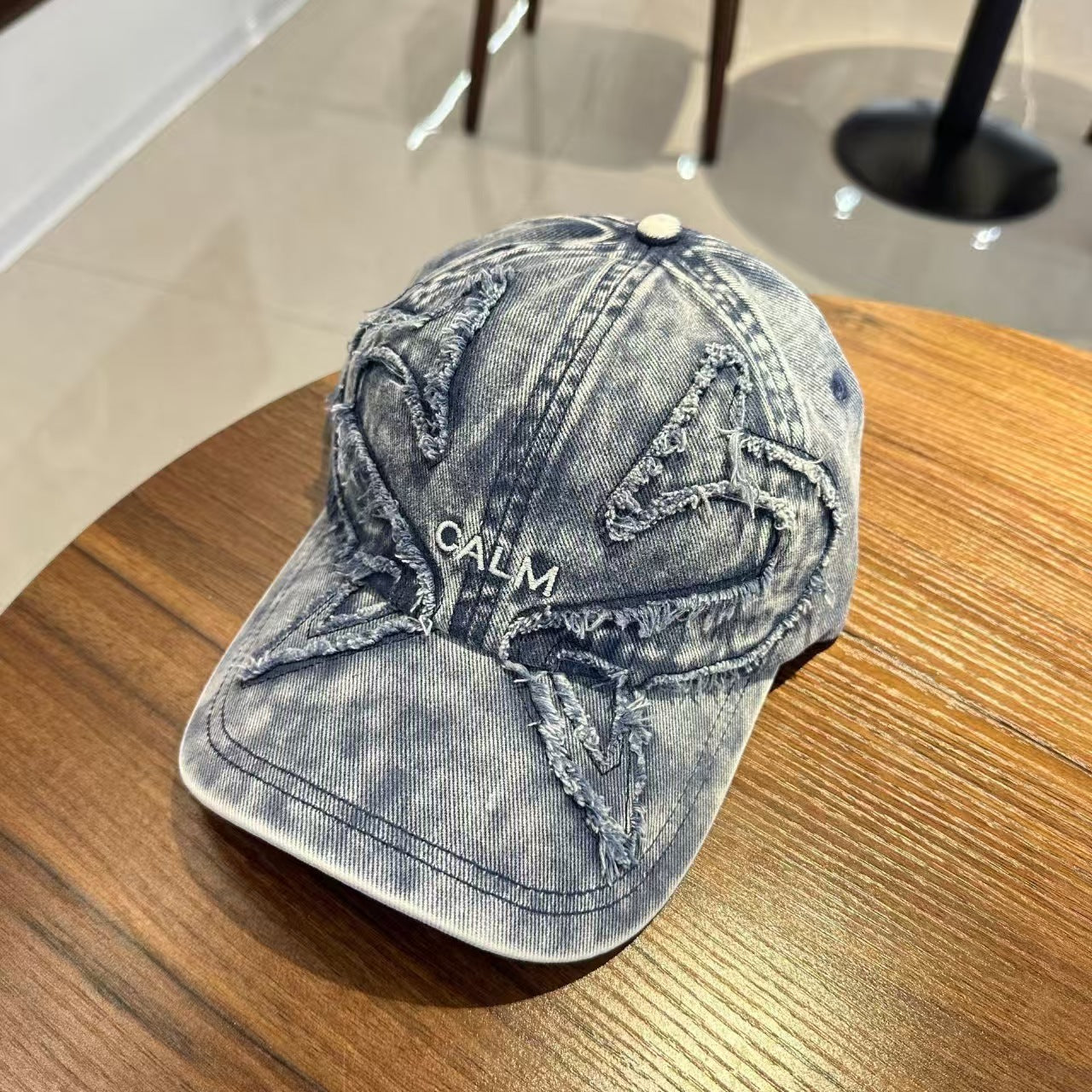 Unisex Distressed Denim Bestickte Kappe Brehn