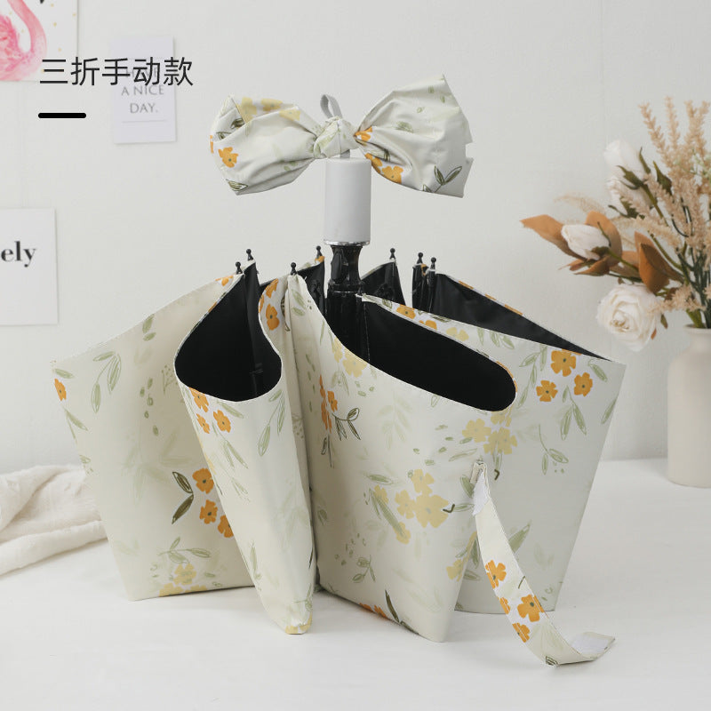 Damen Faltbarer Regenschirm mit bunten Blumenmotiven Brehn