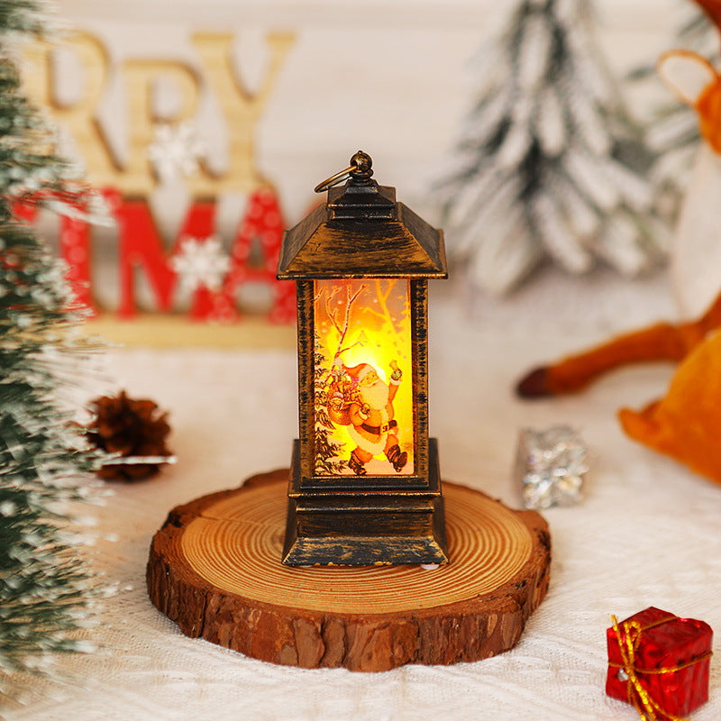 Nostalgische LED Weihnachtslaterne mit beweglichem Santa-Motiv Brehn