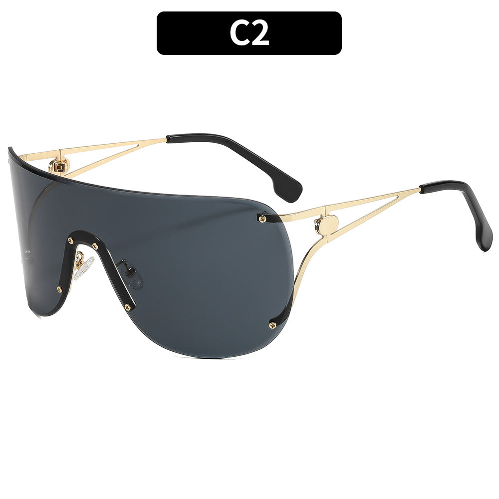 Damen visierartige Sonnenbrille mit elegantem Metallgestell Brehn