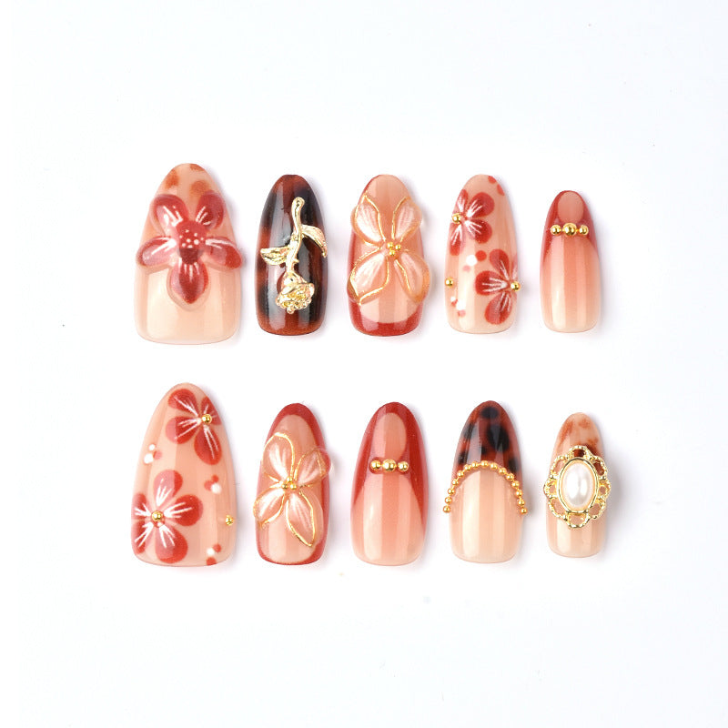 Künstlerische florale veredelte Press-On-Nagelkunst Brehn