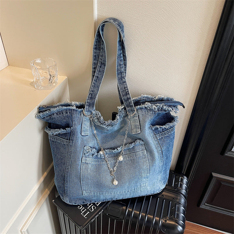 Distressed Denim Tragetasche
