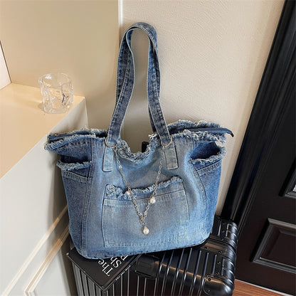 Distressed Denim Tragetasche