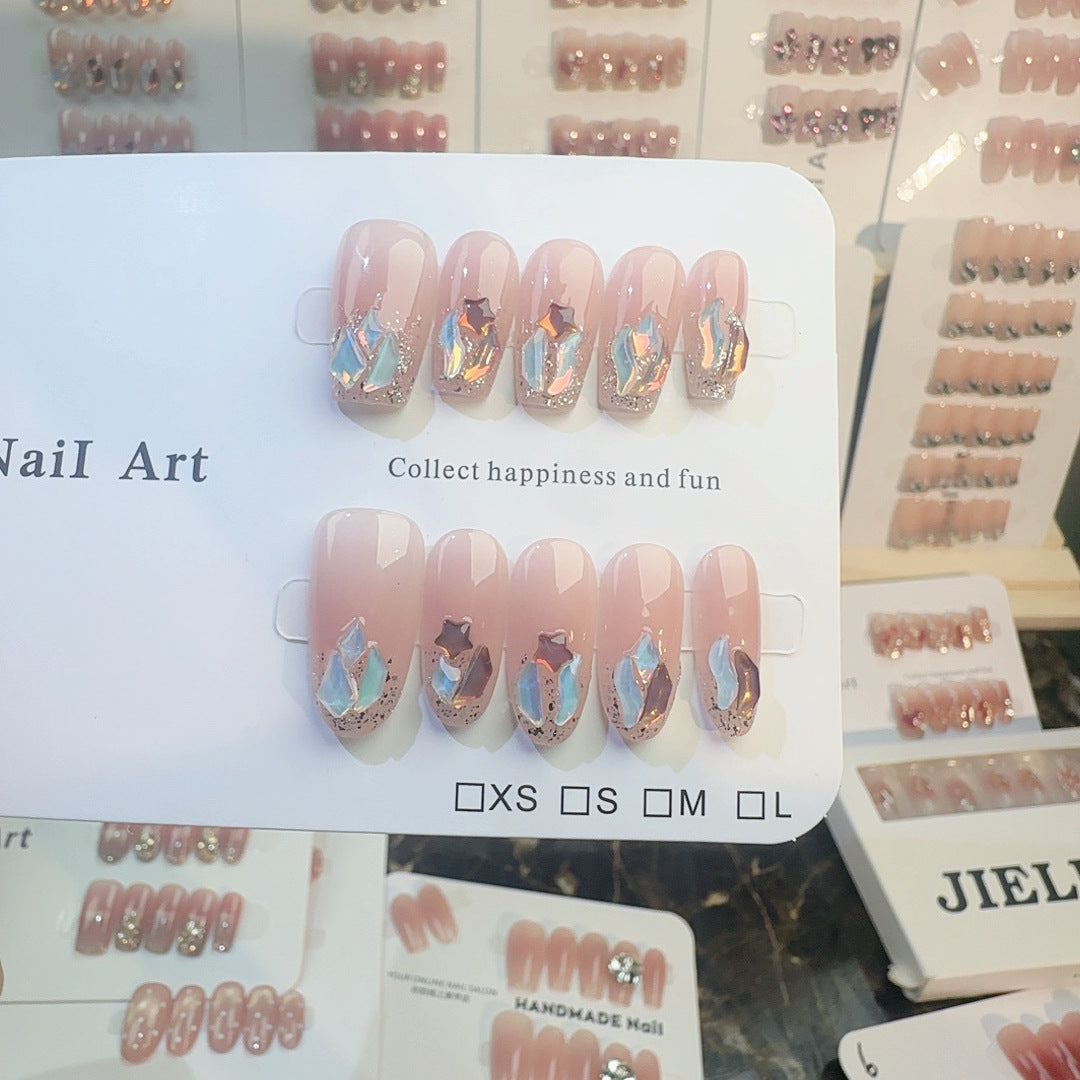 Elegantes mit Kristallen verziertes Press-On-Nagel-Set Brehn