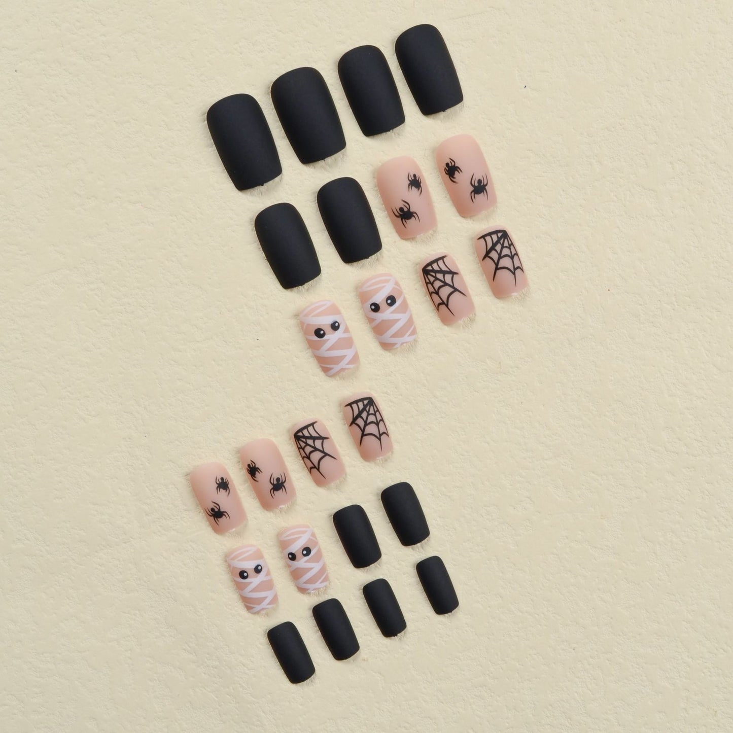 Halloween Kunstnagelset mit gruseligen Spinnen- und Mumienmotiven Brehn